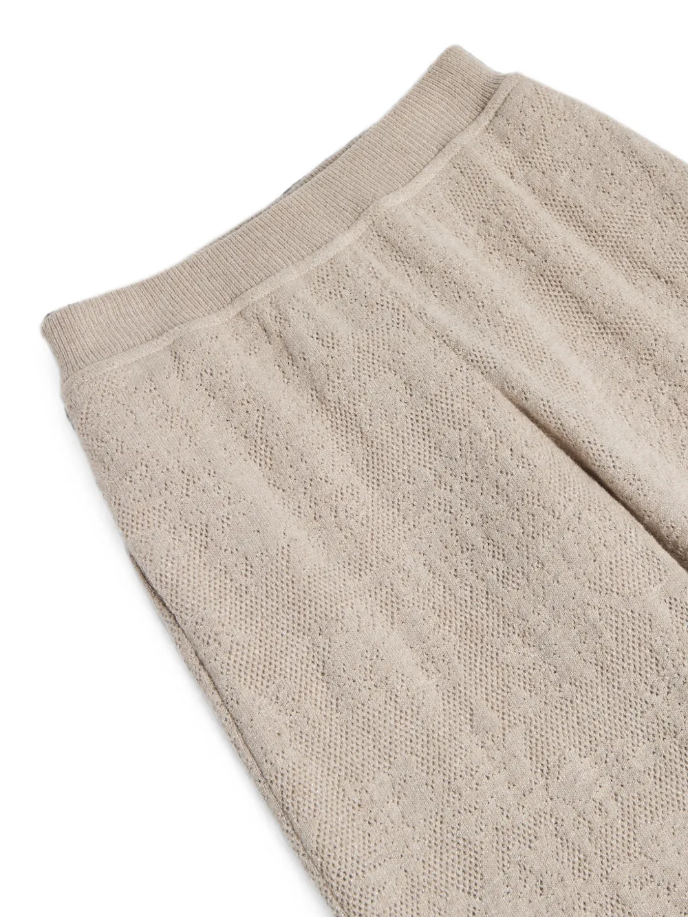 Brunello Cucinelli Kids Jersey trainingsbroek van scheerwol en kasjmier met bloemenkant Beige
