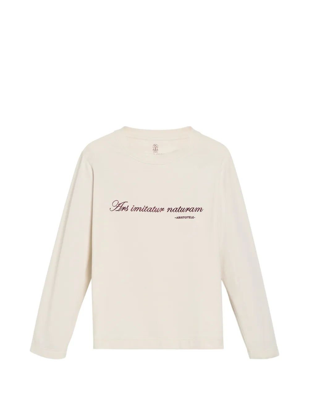 Brunello Cucinelli Kids Langarmshirt aus Baumwolljersey mit Stickerei - Nude