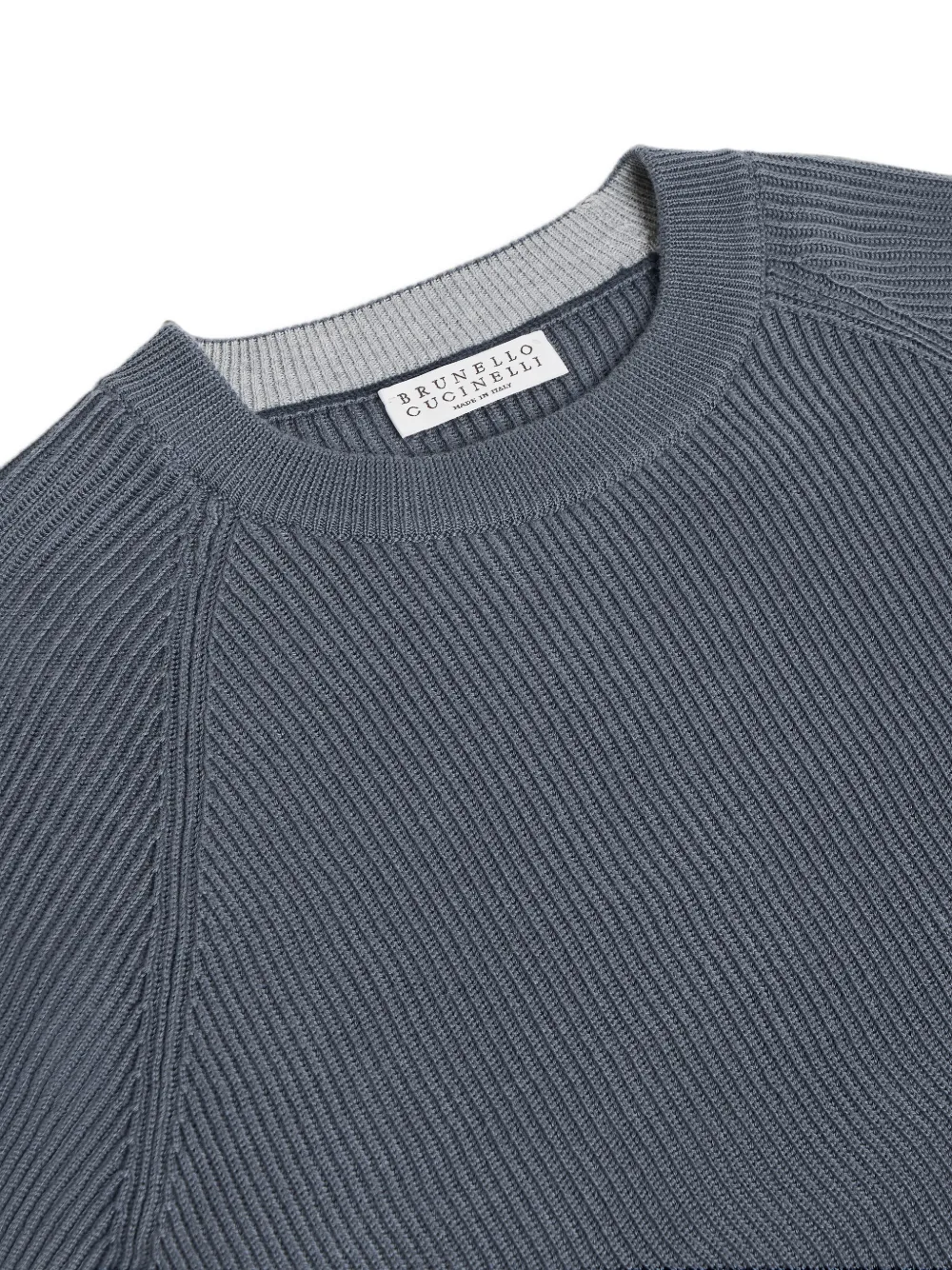 Brunello Cucinelli Kids katoenen ribgebreide trui Blauw