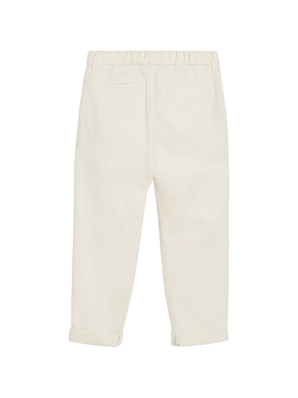 Brunello Cucinelli Kids Katoenen gabardine broek met trekkoord en dubbele plooien Beige