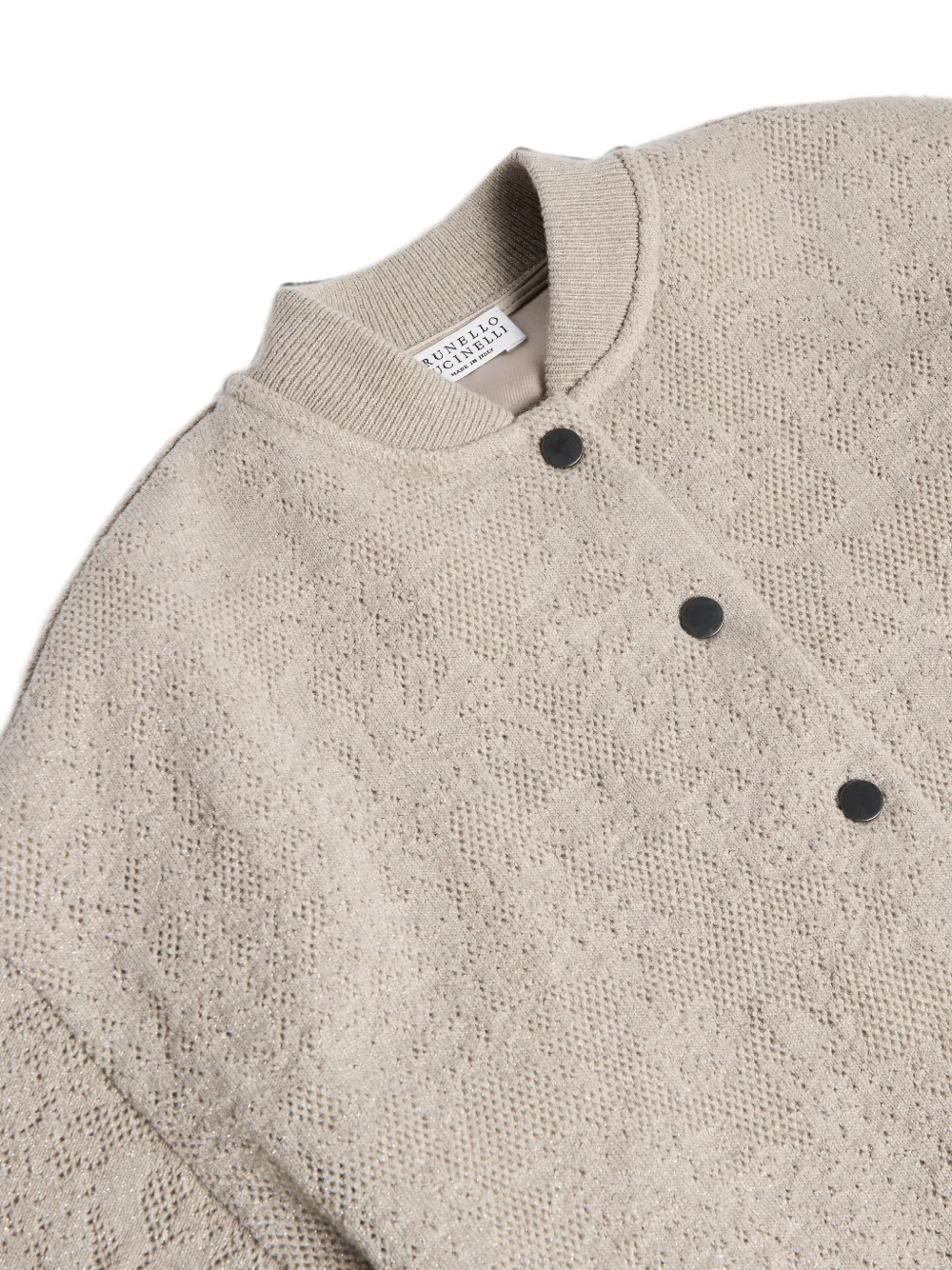 Brunello Cucinelli Kids Jersey bomberjack van scheerwol en kasjmier Beige