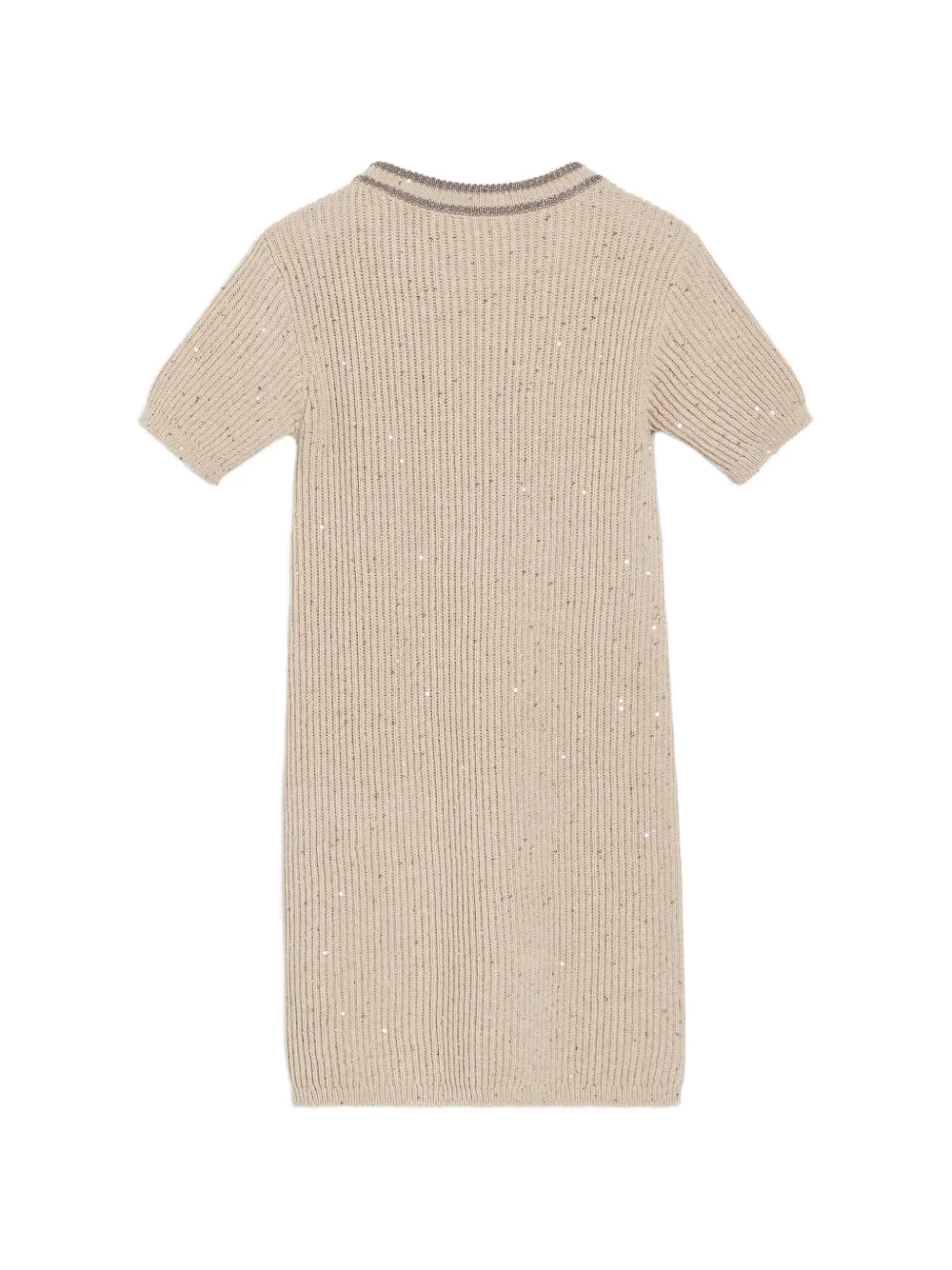 Brunello Cucinelli Kids Ribgebreide katoenen jurk Beige
