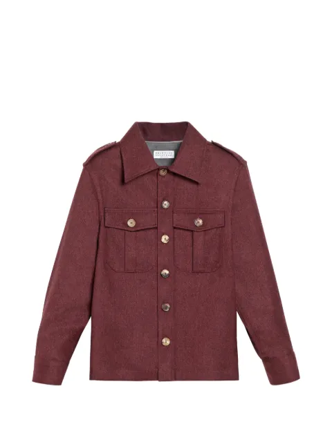 Brunello Cucinelli Kids sobrecamisa de lana virgen con bolsillos en el pecho