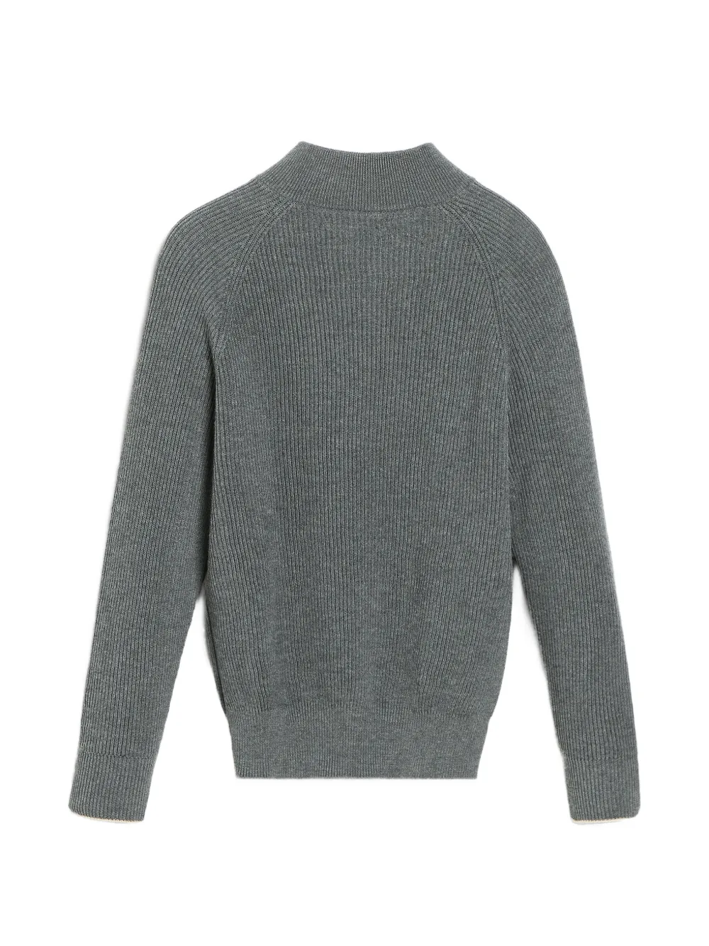 Brunello Cucinelli Kids Katoenen geribbelde trui met halve rits Grijs
