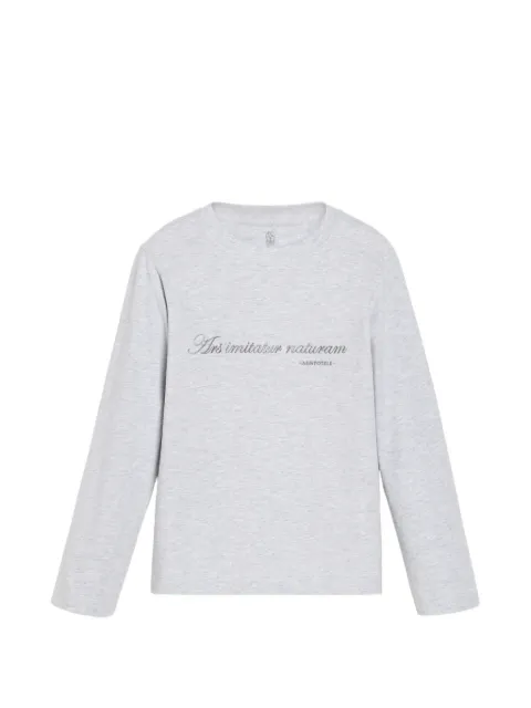 Brunello Cucinelli Kids embroidered long-sleeve T-shirt