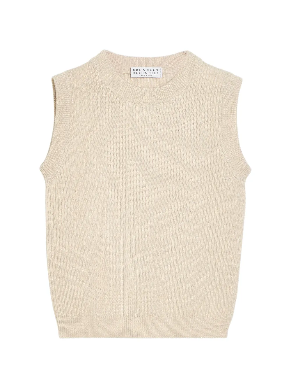 Brunello Cucinelli Kids Gerippter Pullunder aus funkelndem Kaschmir - Nude