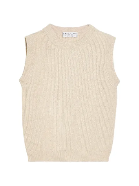 Brunello Cucinelli Kids sparkling cashmere English rib sweater vest