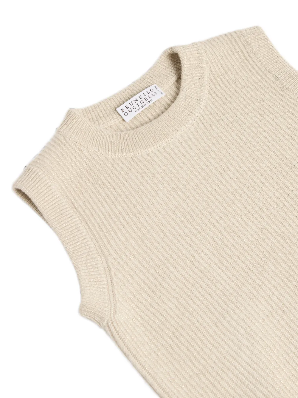 Brunello Cucinelli Kids Geribbelde kasjmier top Beige