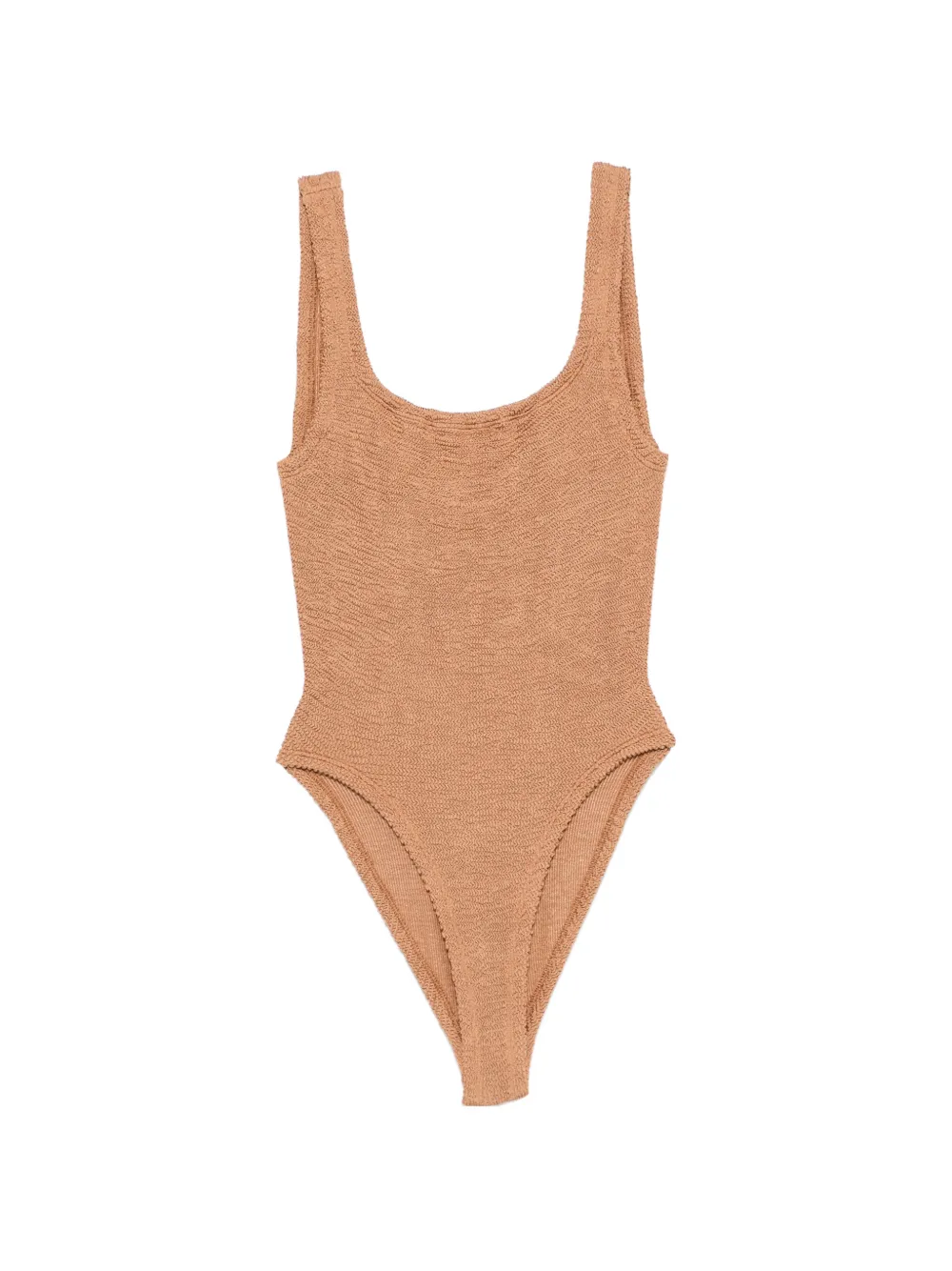 Hunza G square-neck crinkle-effect swimsuit - Toni neutri