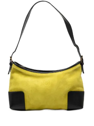 Loewe Pre-Owned 2012 Suede Anagram Shoulder Bag | Yellow | FARFETCH CA