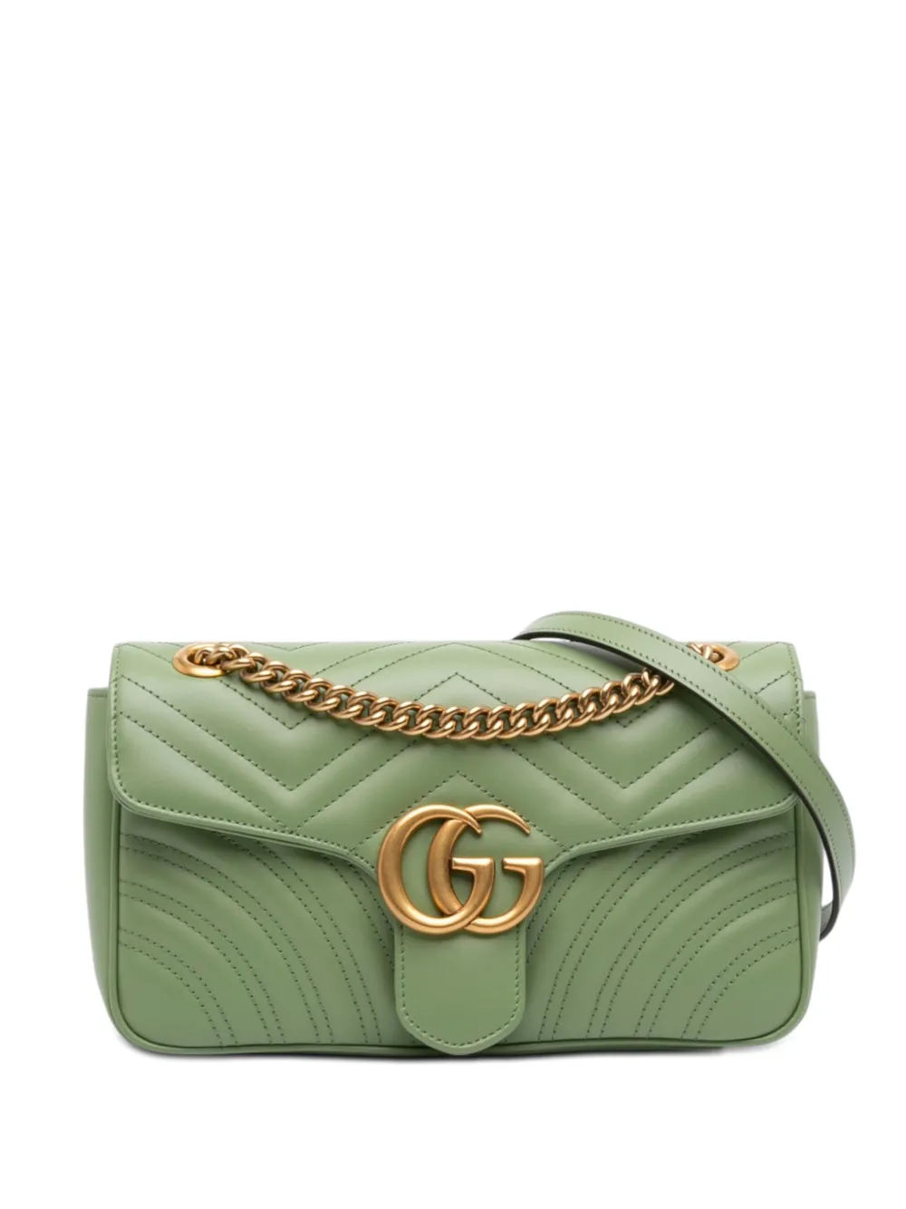Gucci Pre-Owned 2016-2026 Medium GG Marmont Matelasse Calfskin shoulder bag - Verde