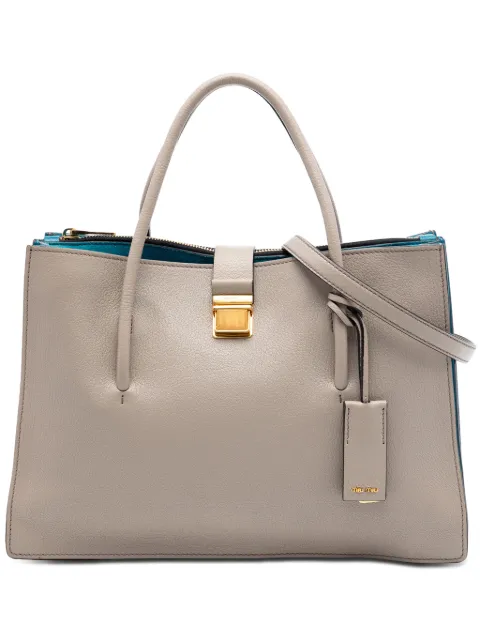 Miu Miu Pre-Owned 2010-2026 Goatskin Madras Push Lock Tote satchel
