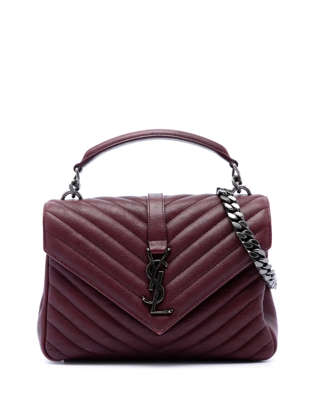 Saint Laurent Pre-Owned 2018 Medium Chevron Sheepskin Monogram College satchel - Rosso