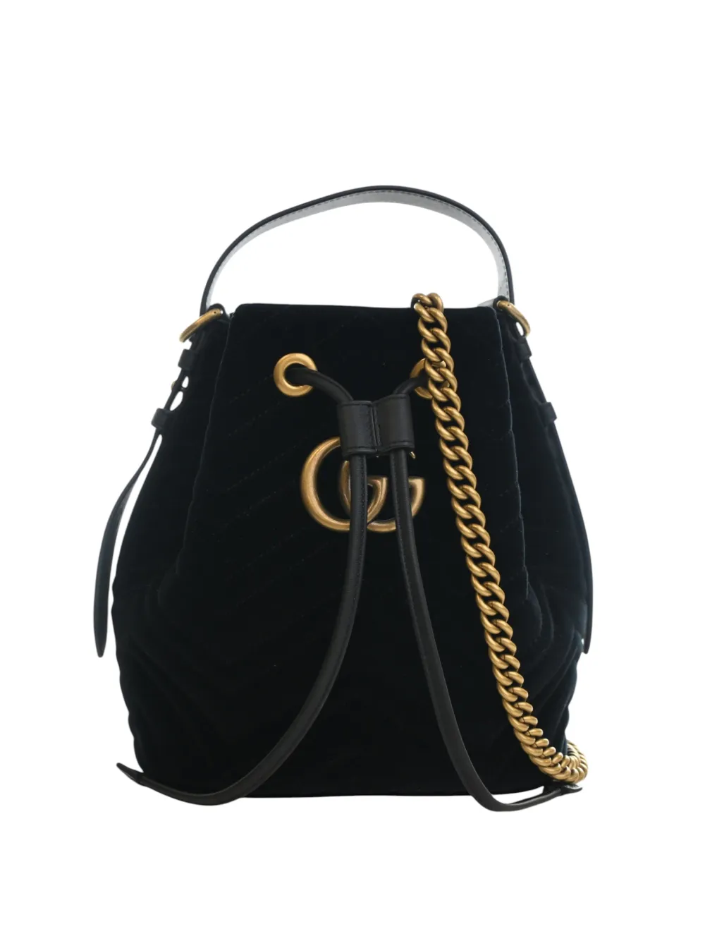 Gucci Pre-Owned 2016-2026 GG Marmont 2.0 Matelasse Velvet bucket bag - Nero