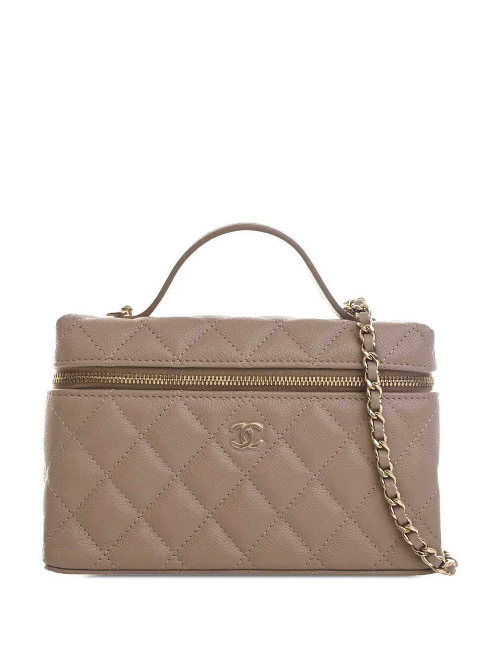 CHANEL Pre-Owned 2021-2026 Mini CC Quilted Caviar Slim Vanity Case with Chain satchel - Toni neutri