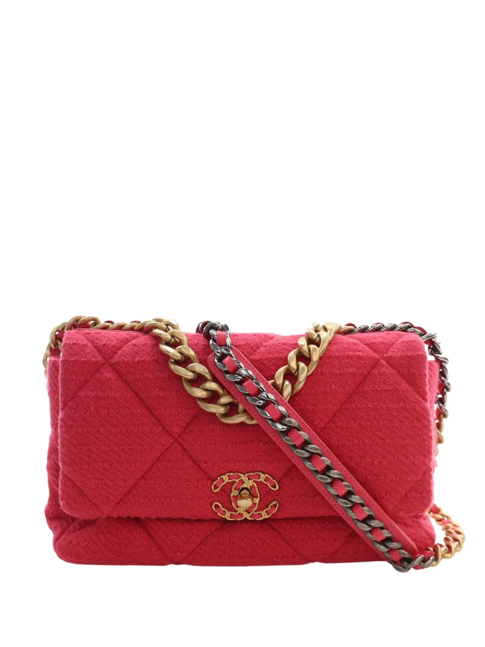 CHANEL Pre-Owned 2020 Large Tweed 19 Flap satchel - Rosa