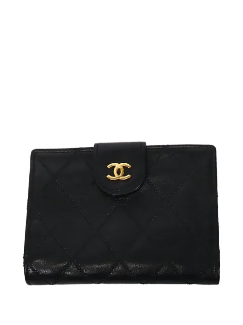 CHANEL Pre-Owned 1989-1991 CC Quilted Lambskin Bifold Compact Wallet small wallets
