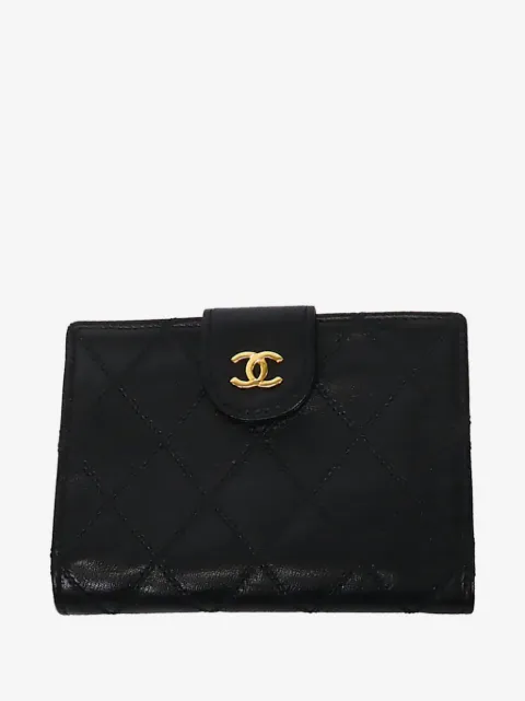 CHANEL Pre-Owned 1989-1991 CC Quilted Lambskin Bifold Compact Wallet small wallets