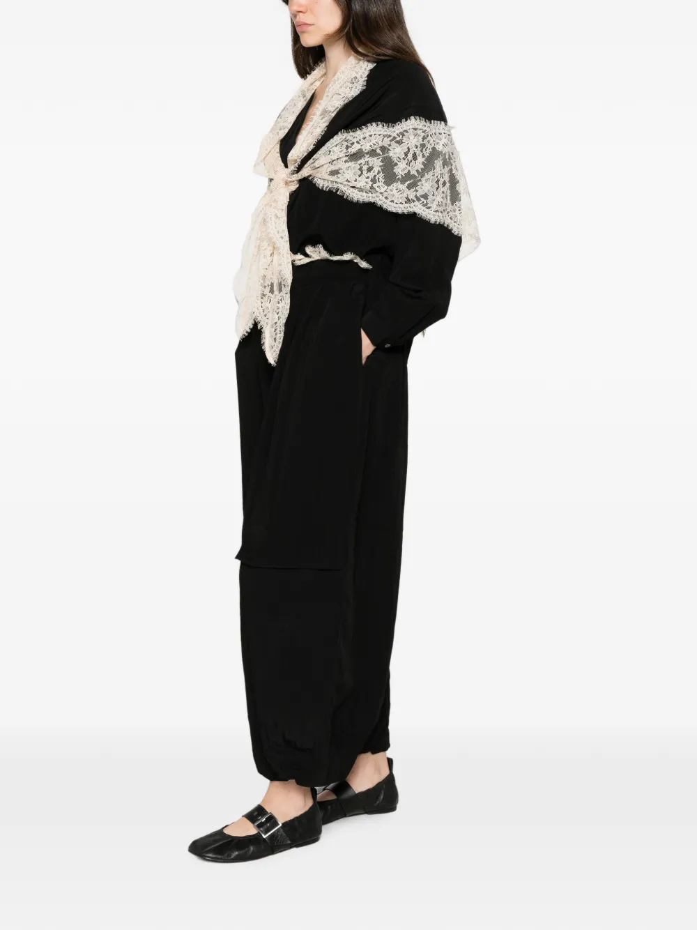 Sea Broek met kanten zoom Zwart