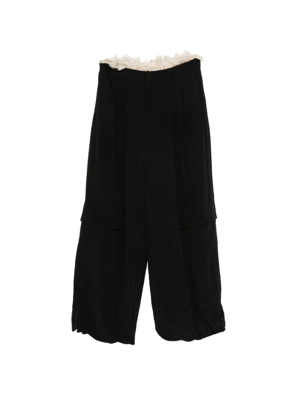 Sea lace-trimmed trousers - Nero