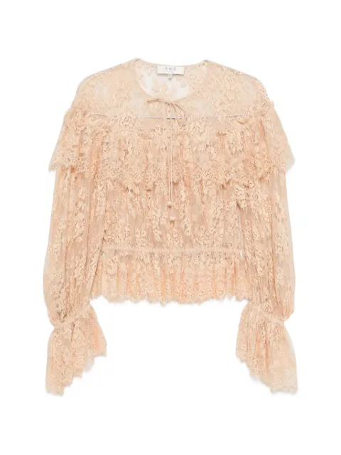 Sea ruffled lace blouse