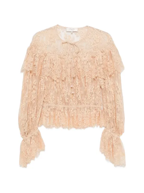 Sea ruffled lace blouse