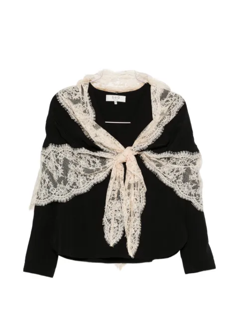 Sea lace-trim blouse