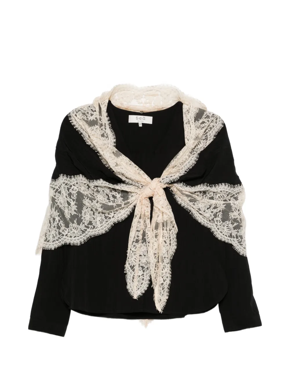 Sea lace-trim blouse - Nero