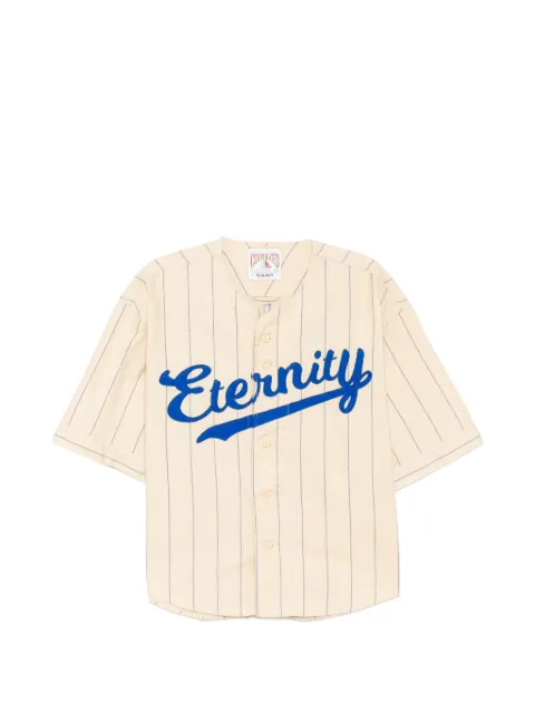 Le Mont Saint Michel pinstripe-print baseball shirt