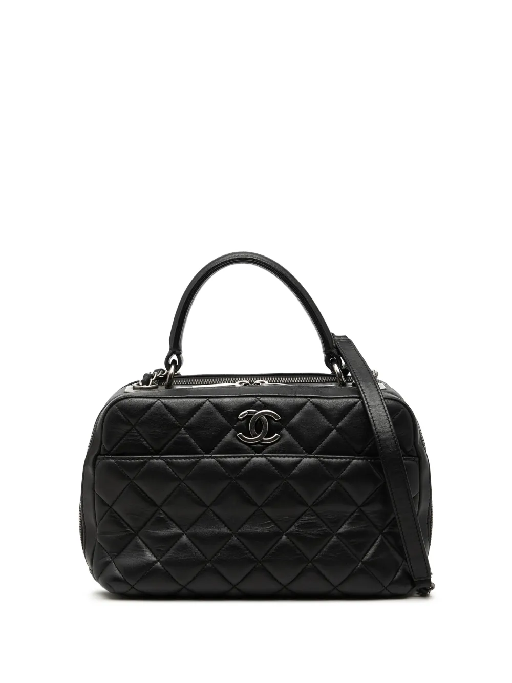CHANEL Pre-Owned 2016-2017 Medium Quilted Lambskin Trendy CC Bowling Bag satchel - Nero