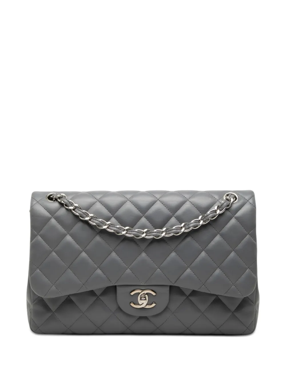 CHANEL Pre-Owned 2012 Jumbo Classic Lambskin Double Flap shoulder bag - Grigio