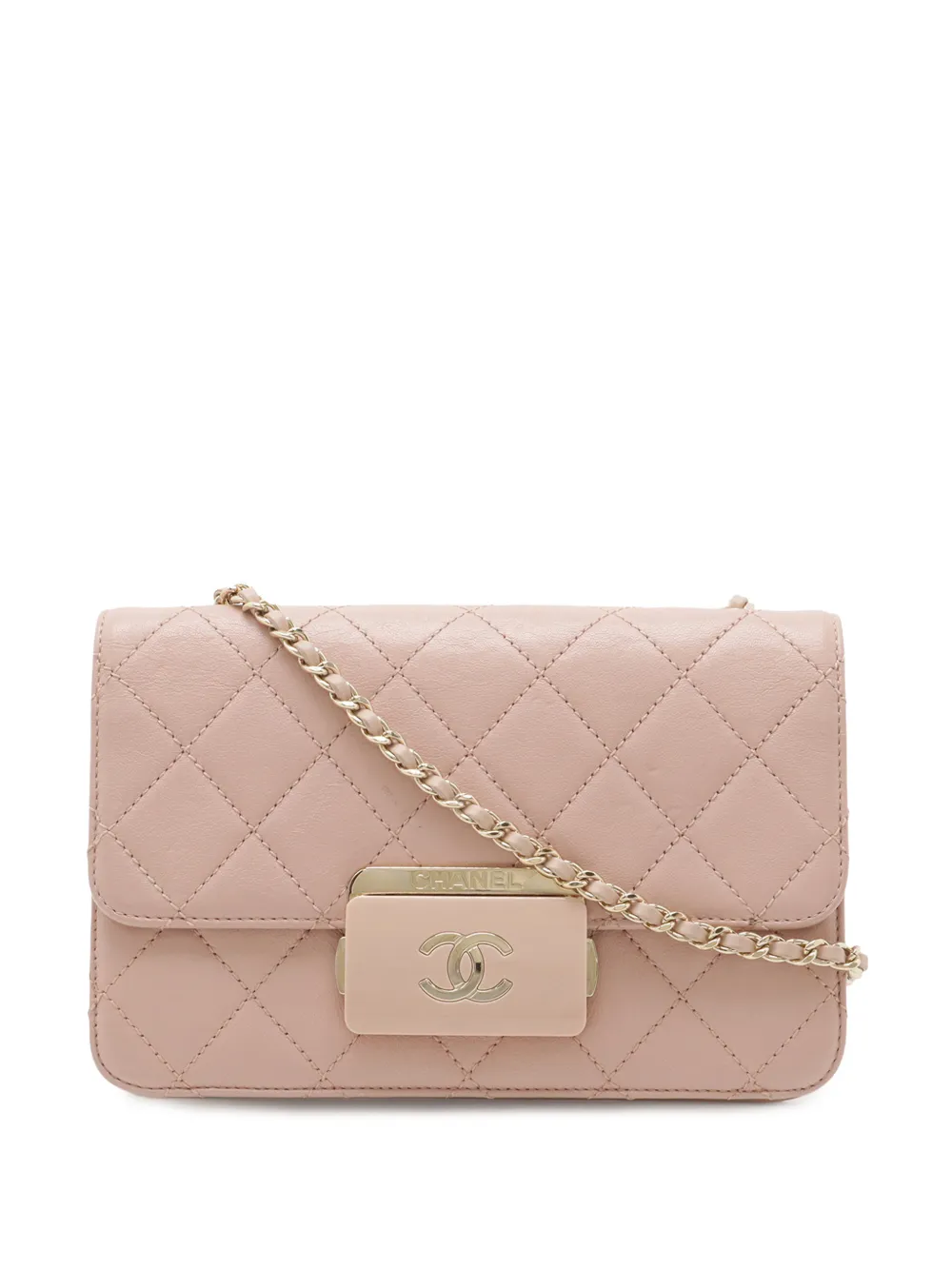 CHANEL Pre-Owned 2016-2017 Mini Quilted Sheepskin Beauty Lock Flap crossbody bag - Rosa
