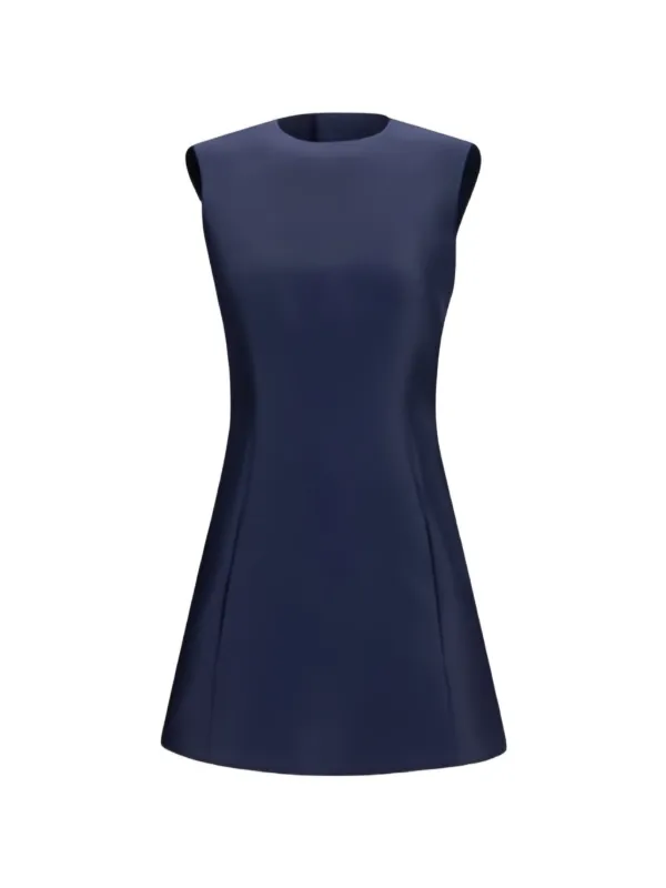 balenciaga blue dress V-neck Flared | stitched knitwear black girl homecoming dresses Black Mini Dress - Size:14 -Tall