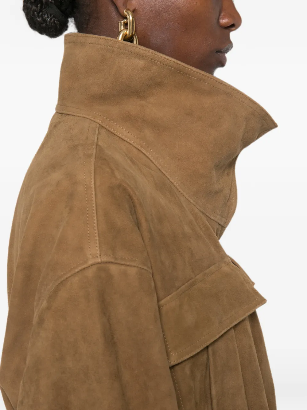 Róhe Drawstring-waist Suede Jacket in Brown, view 5