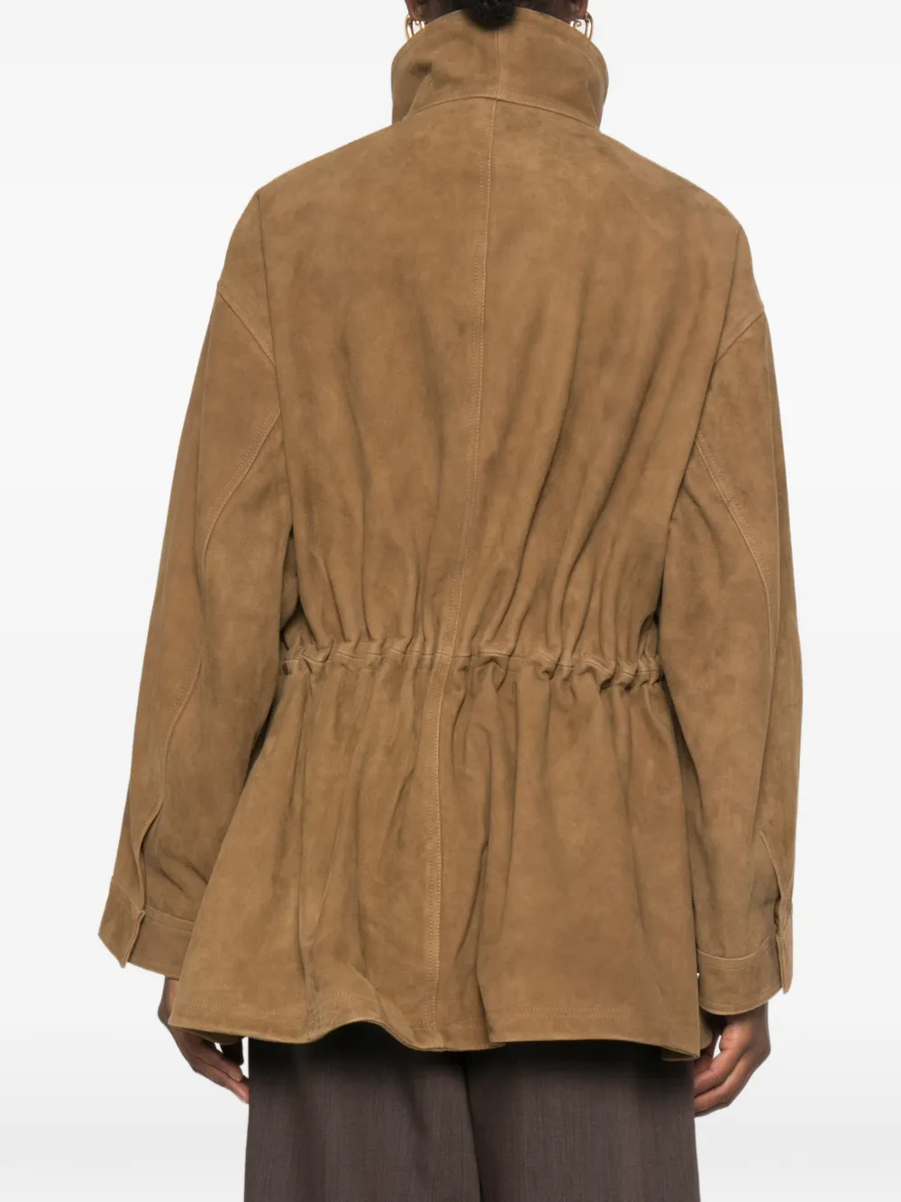 Róhe Drawstring-waist Suede Jacket in Brown, view 4