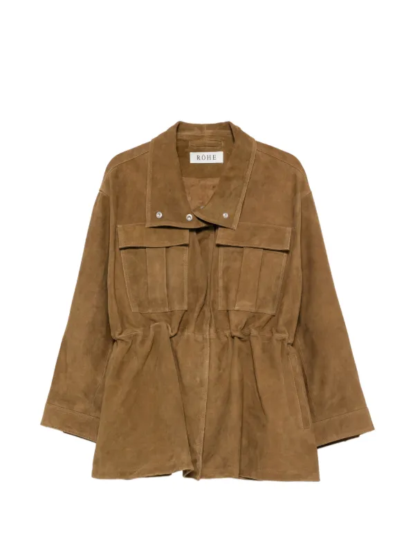 Róhe Drawstring-waist Suede Jacket in Brown