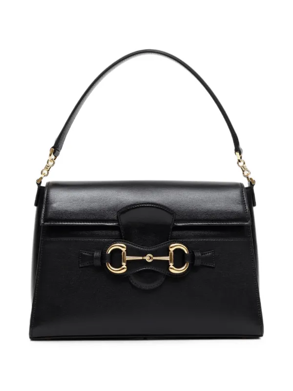 Gucci Medium Horsebit Leather Tote Bag in Black