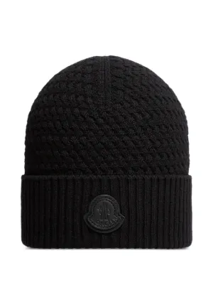 Moncler ロゴ ケーブルニットビーニー | ブルー | FARFETCH JP