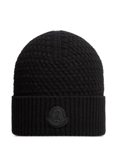 Moncler logo-patch beanie hat