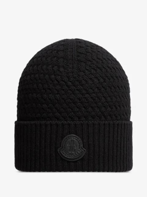 Moncler logo-patch beanie hat