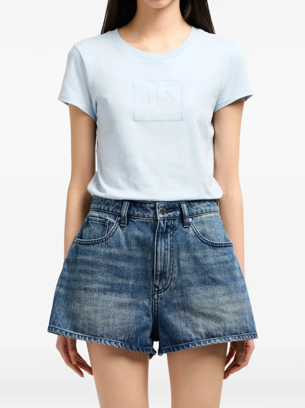 Armani Exchange Shorts met verwassen effect Blauw