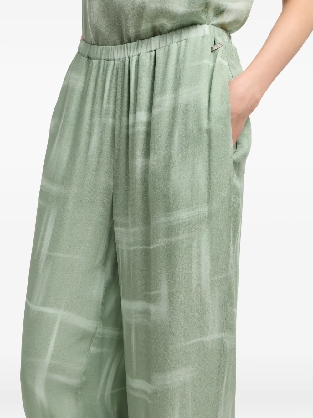Armani Exchange Broek met wijde pijpen Groen