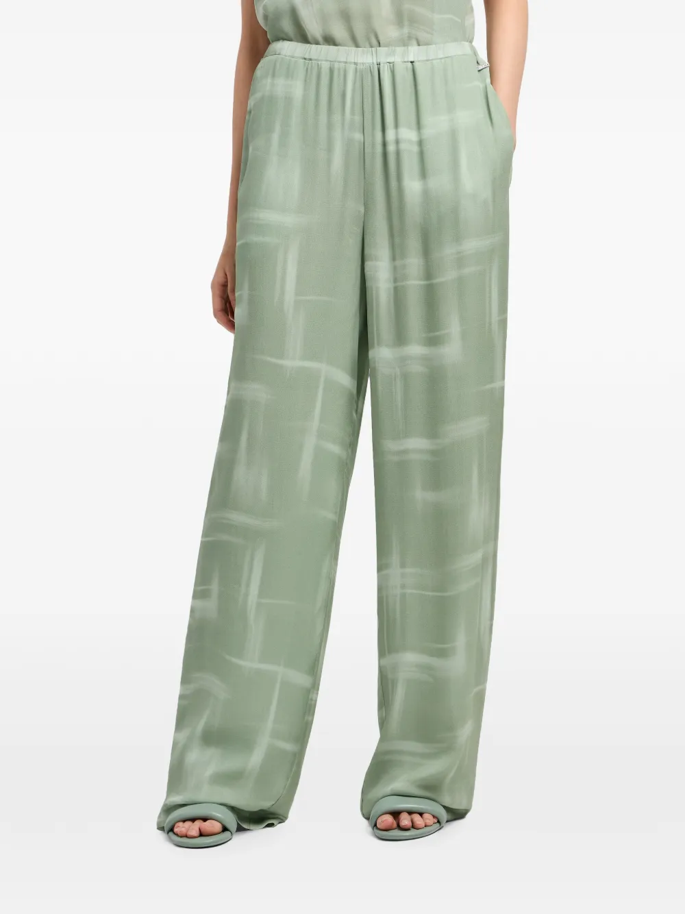 Armani Exchange Broek met wijde pijpen Groen
