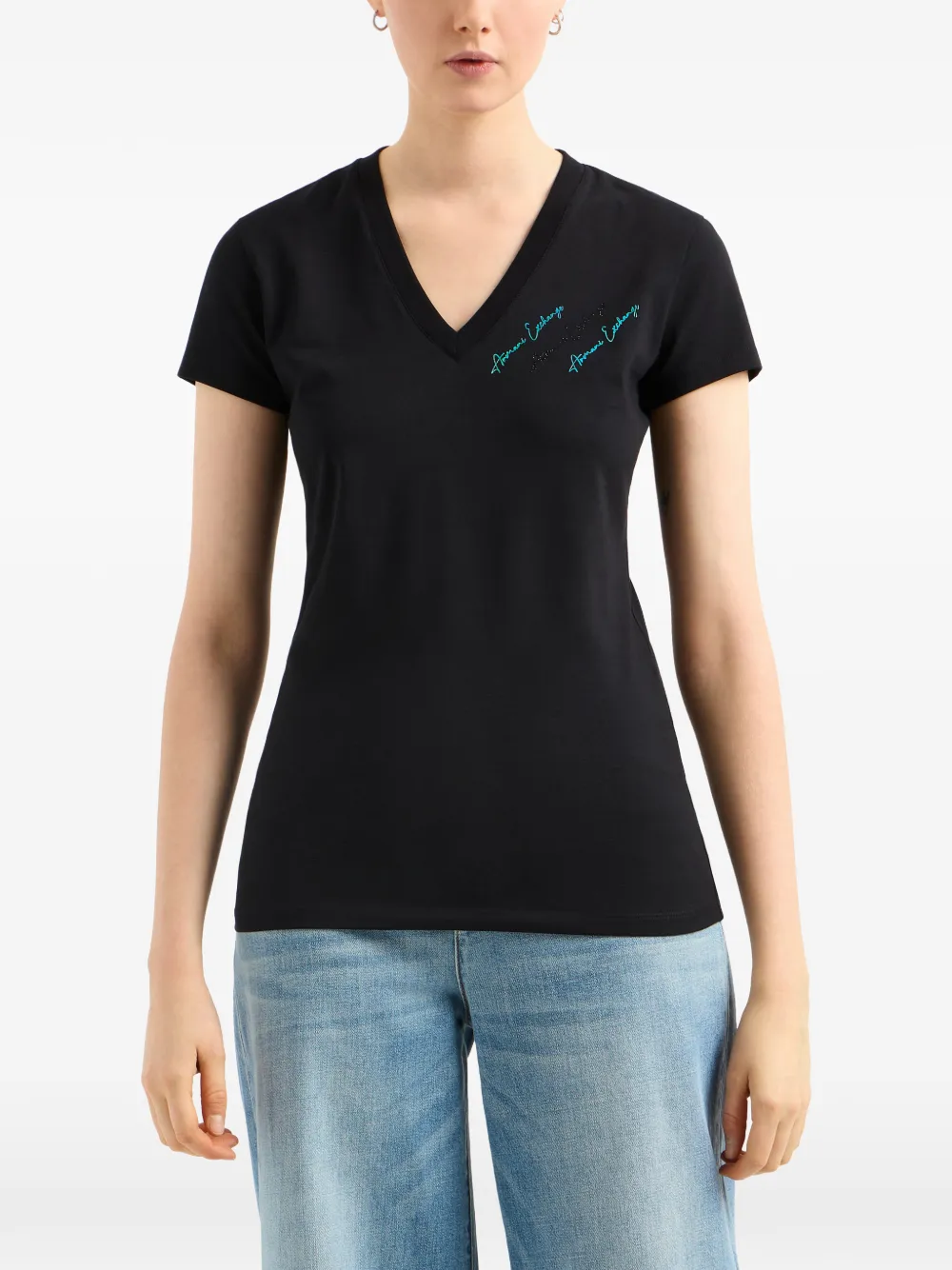 Armani Exchange T-shirt met logoprint Zwart