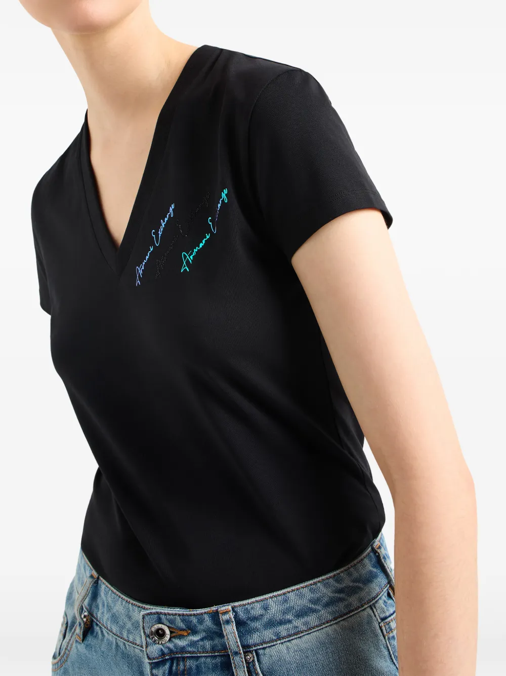 Armani Exchange T-shirt met logoprint Zwart