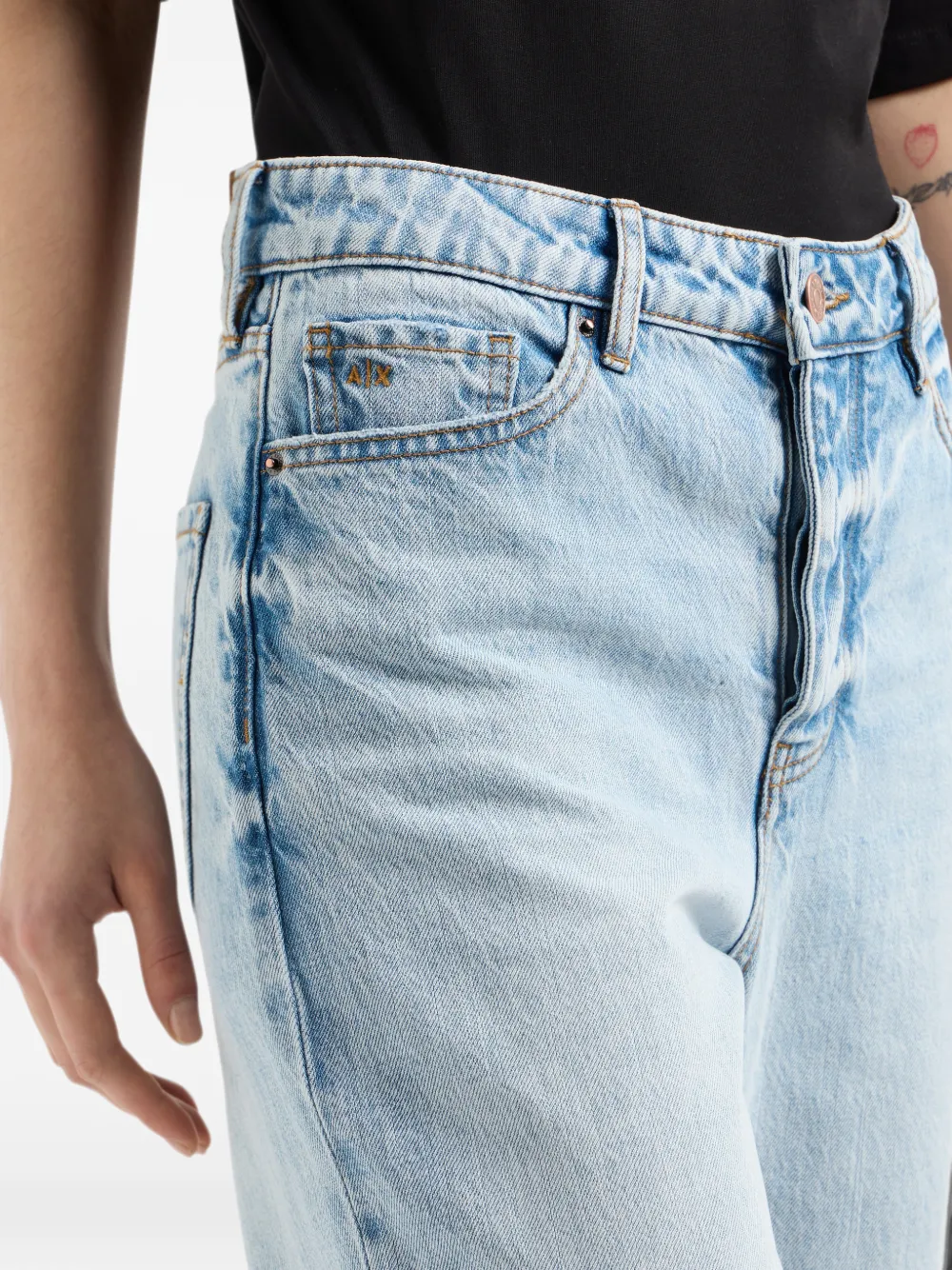 Armani Exchange Jeans met acid-wassing Blauw