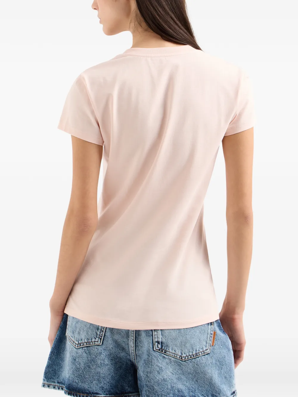 Armani Exchange T-shirt met geborduurd logo Roze
