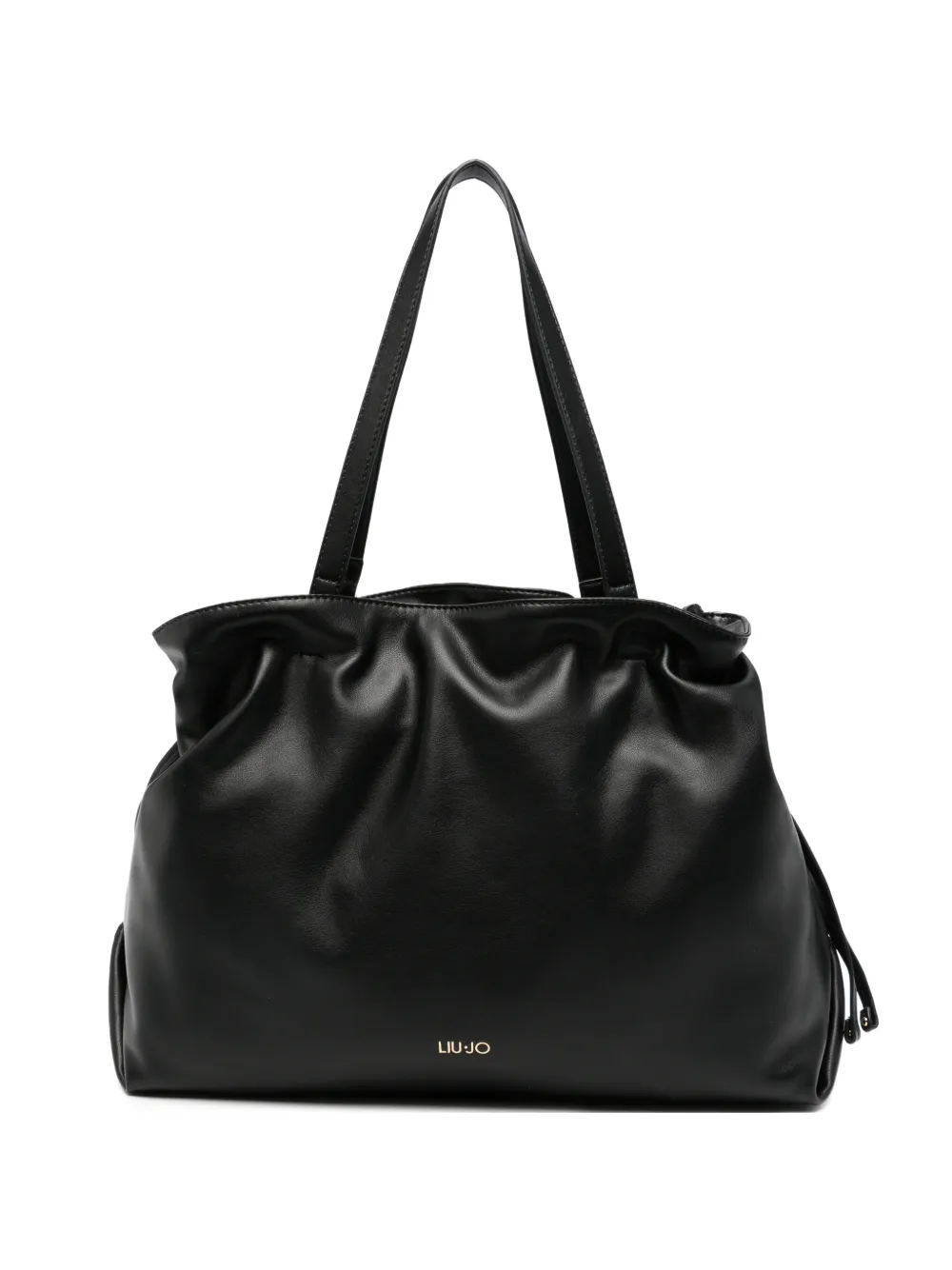 LIU JO logo-plaque gathered tote bag - Nero