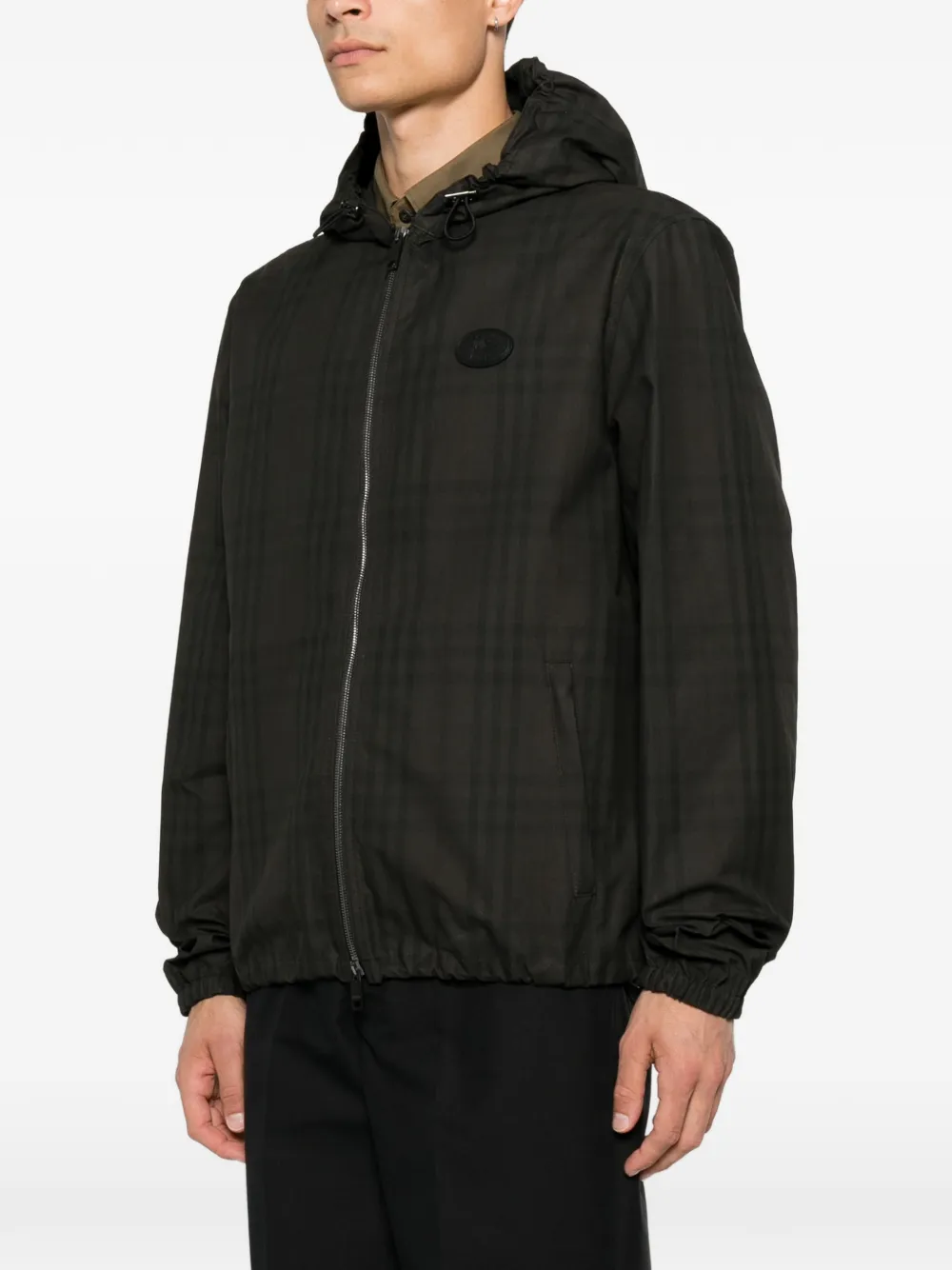 Burberry Geruit katoenen Newport jack met capuchon Bruin