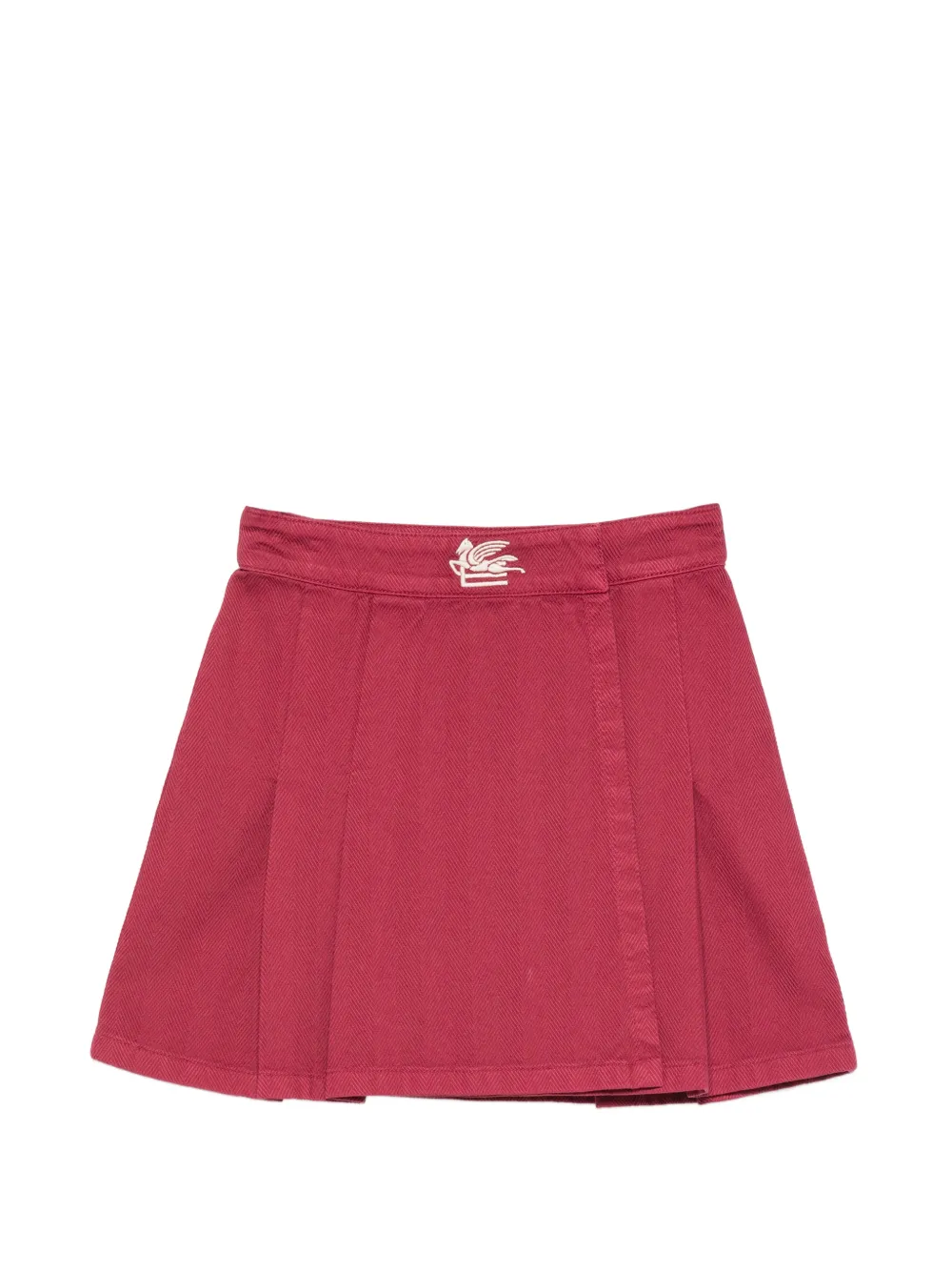 ETRO KIDS Pegaso-embroidered woven skirt - Rosso